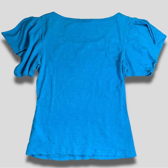 BEBE RARE Y2K FLUTTER COLD SHOULDER RHINESTONE LOGO T-SHIRT BLUE - S - Picture 2 of 8